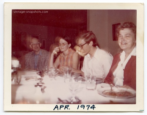 Strange light effect on boy's face in this 1974 vintage snapshot